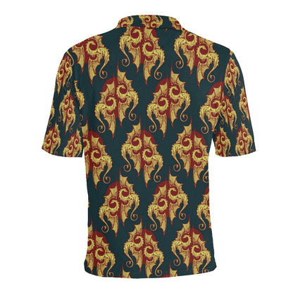 Dragons Gold Design Pattern Men Polo Shirt