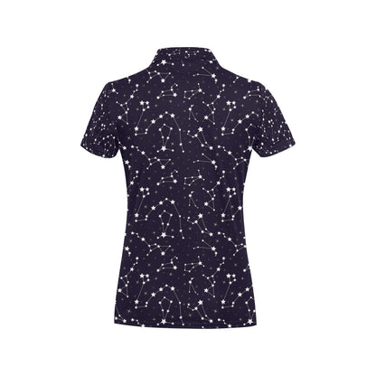 Zodiac Star Pattern Design Print Women's Polo Shirt