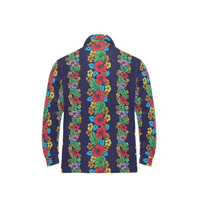 Hawaiian Themed Pattern Print Design H03 Long Sleeve Polo Shirt For Men's