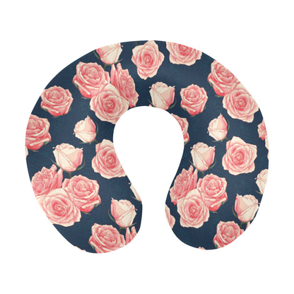 Rose Pattern Print Design A03 U-Shaped Travel Neck Pillow
