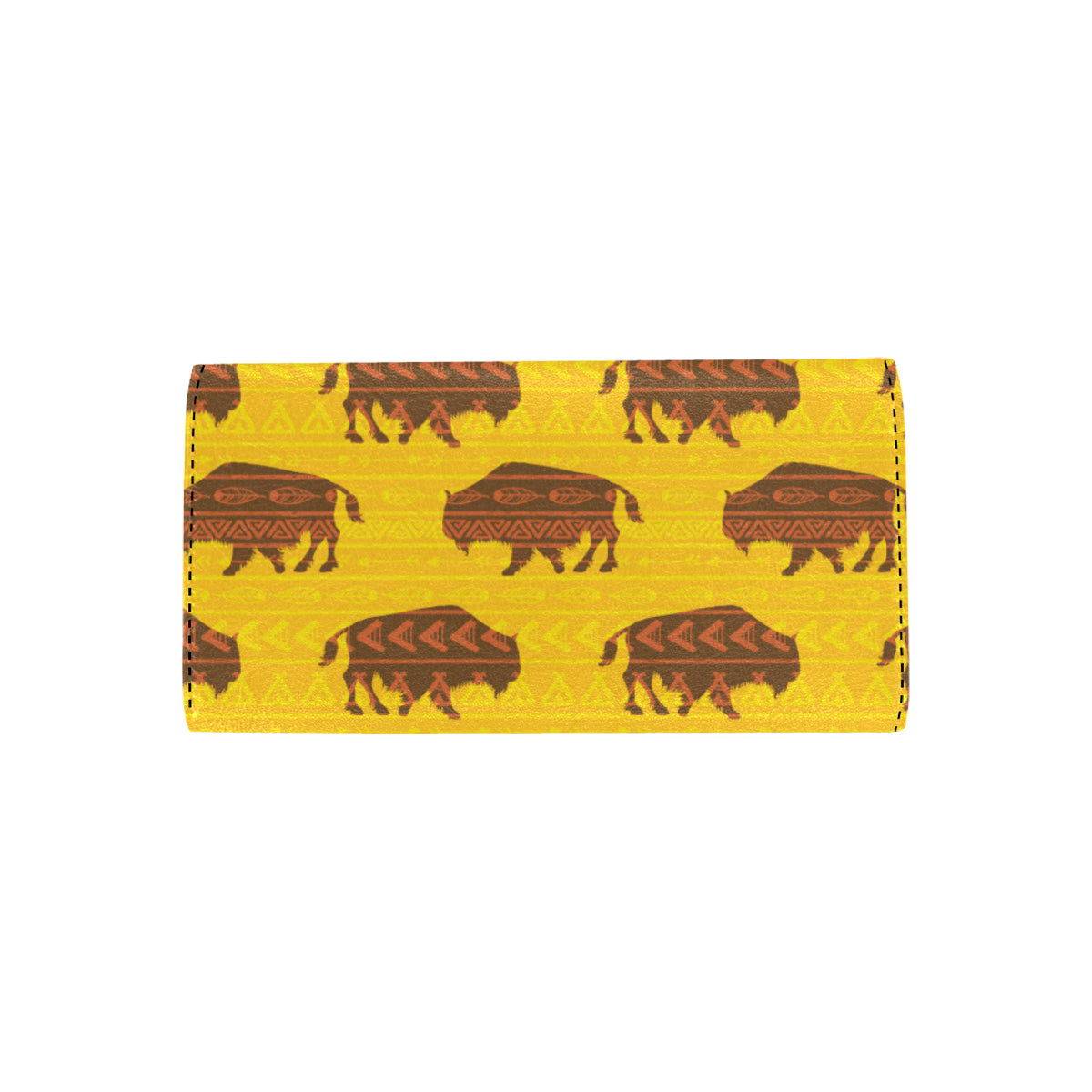 Bison Native Pattern Print Design 01 Women's Trifold Wallet