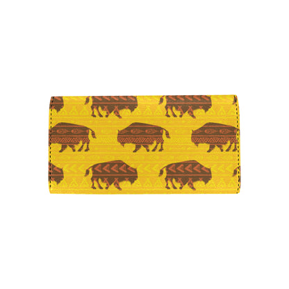 Bison Native Pattern Print Design 01 Women's Trifold Wallet