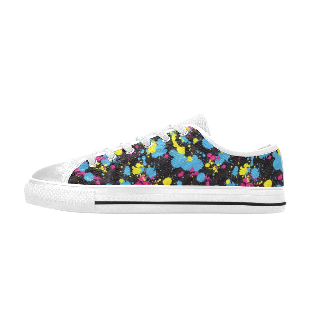 Splatter Colorful Print Design LKS301 Women's White Low Top Shoes