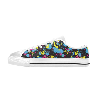 Splatter Colorful Print Design LKS301 Women's White Low Top Shoes