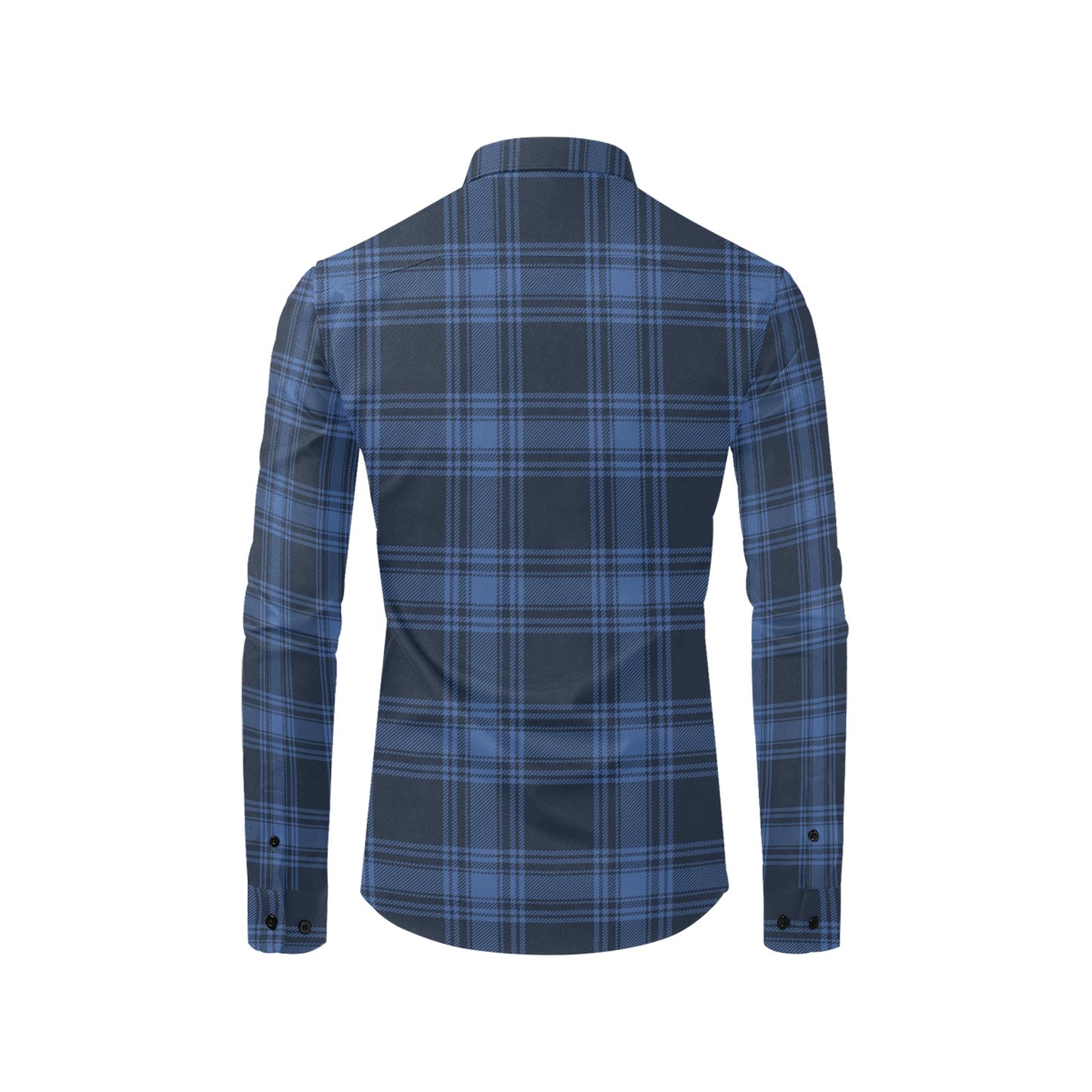 Tartan Blue Print Design LKS304 Men's Long Sleeve Dress Shirt