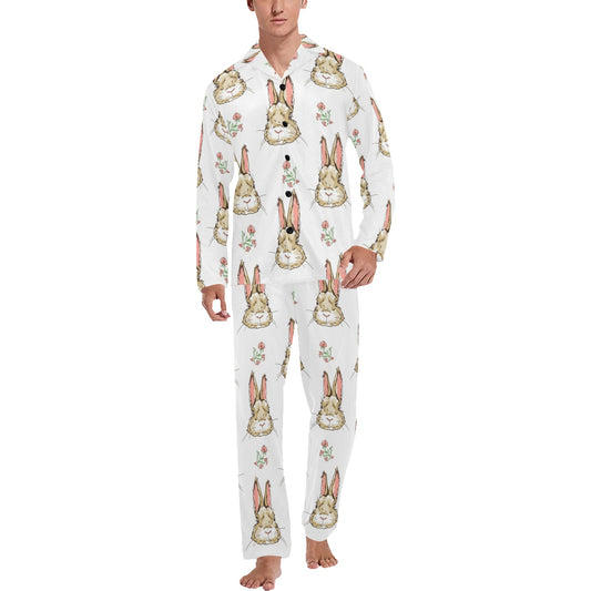 Rabbit Pattern Print Design RB09 Men's Long Pajama Set