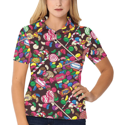 Candy Pattern Print Design CA02 Women's Polo Shirt