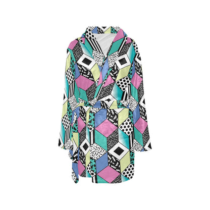 90s Pattern Print Design 3 Women's Fleece Robe