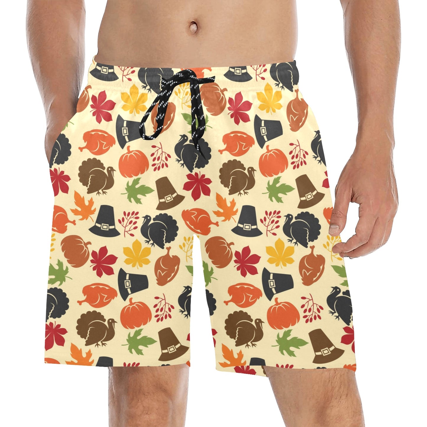 Thanksgiving Print Design LKS303 Men's Swim Trunks Beach Shorts