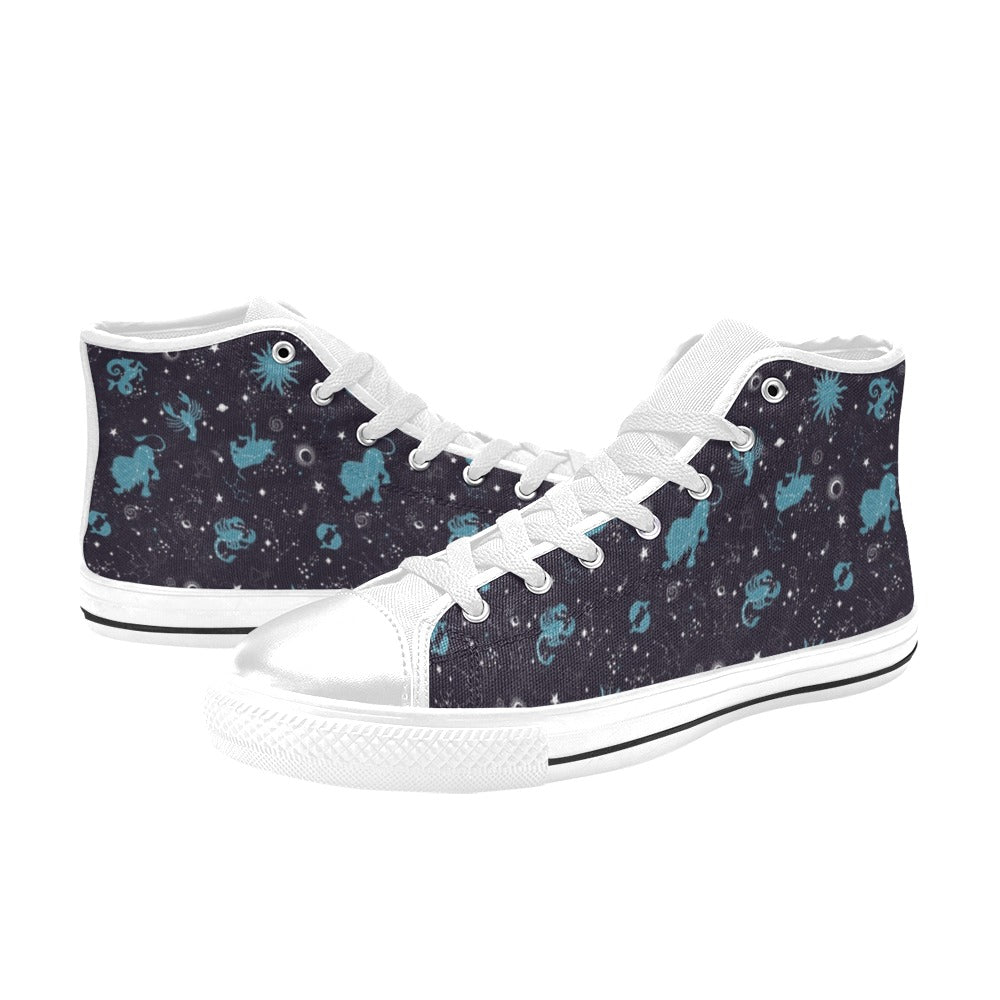 Zodiac Print Design LKS303 Men's High Top Canvas Shoes