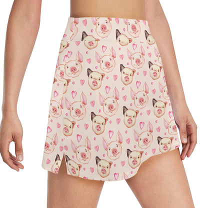 Pig Print Design LKS406 17" Golf & Pickleball Skort with Pockets