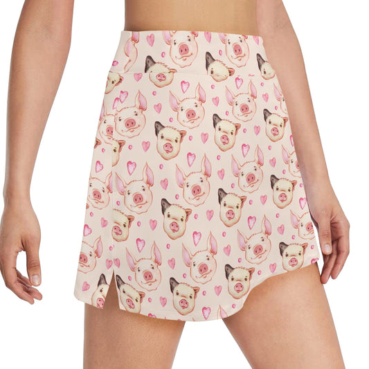 Pig Print Design LKS406 17" Golf & Pickleball Skort with Pockets