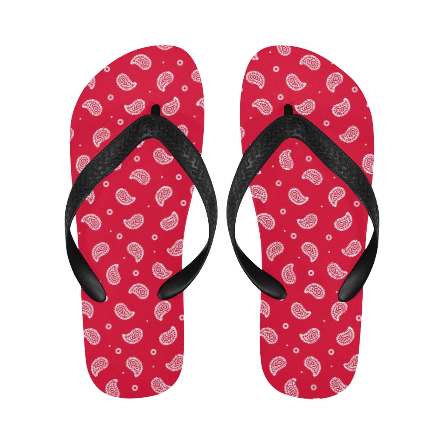Bandana Red Paisley Print Design LKS305 Flip Flops