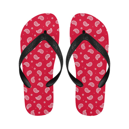 Bandana Red Paisley Print Design LKS305 Flip Flops