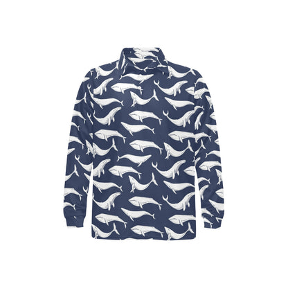 Whale Print Design LKS308 Long Sleeve Polo Shirt For Men's