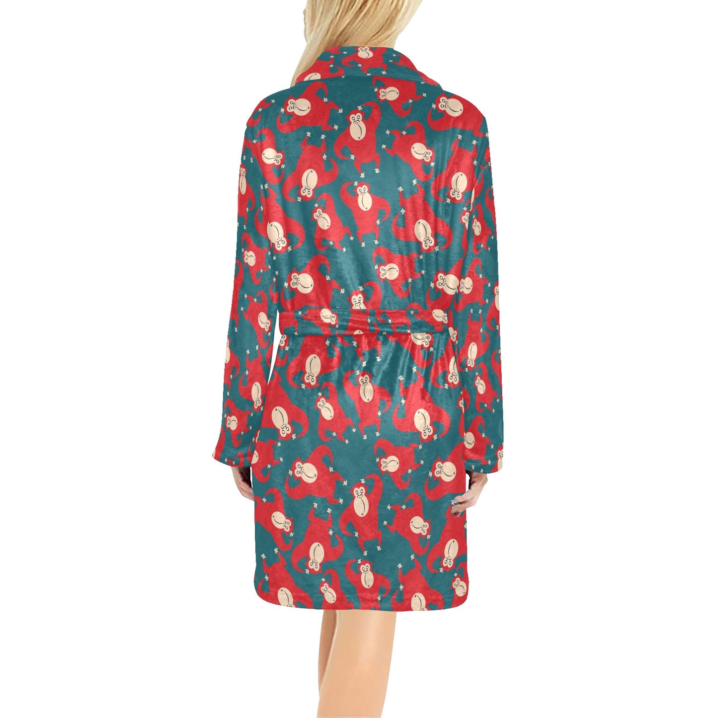 Chimpanzee Pattern Print Design 04 Women's Fleece Robe