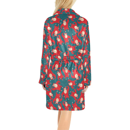 Chimpanzee Pattern Print Design 04 Women's Fleece Robe