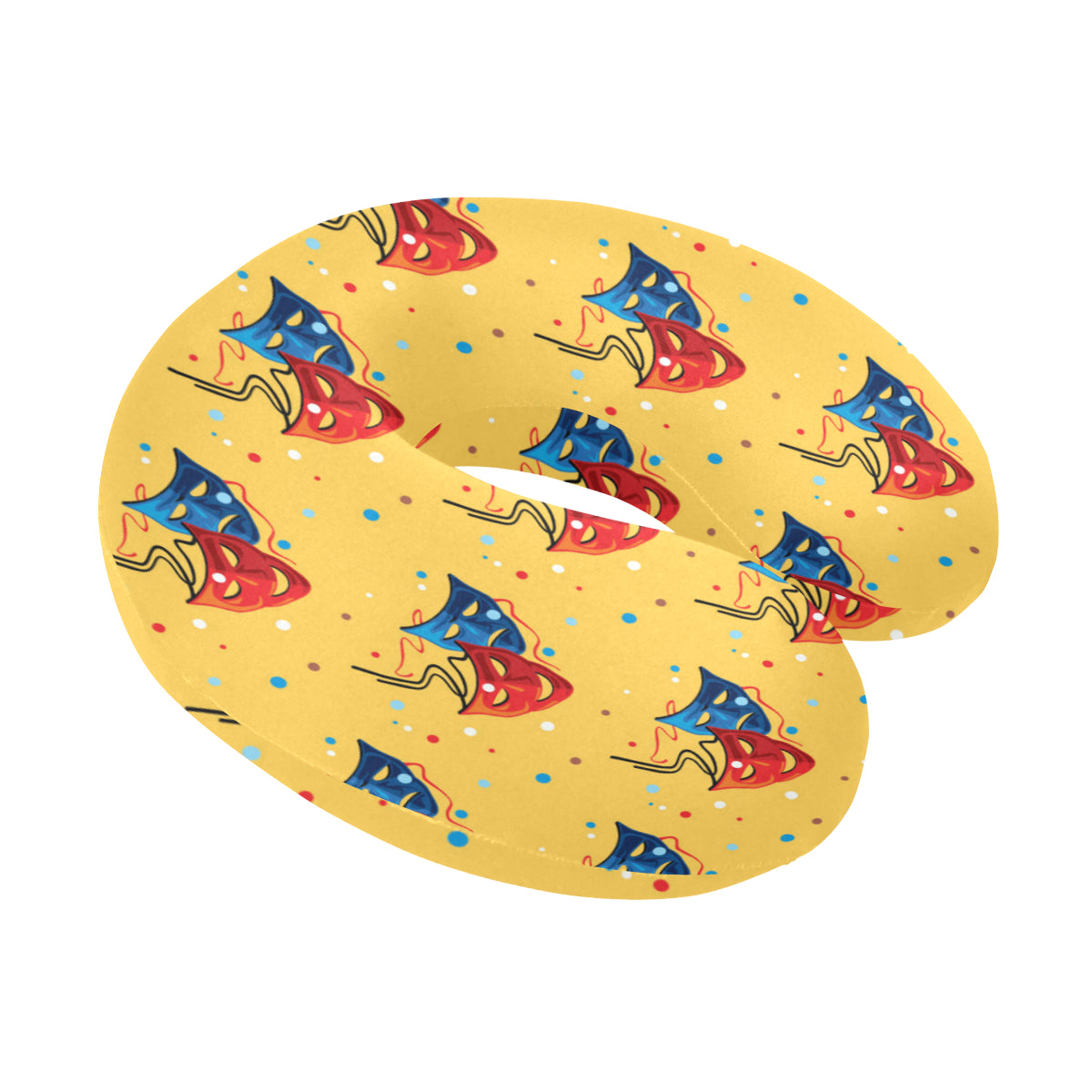 Acting Mask Pattern Print Design 02 U-Shaped Travel Neck Pillow