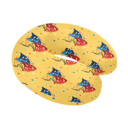 Acting Mask Pattern Print Design 02 U-Shaped Travel Neck Pillow