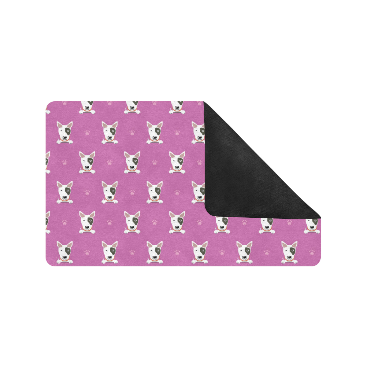 Bull Terrier Happy Print Pattern Rubber Doormat