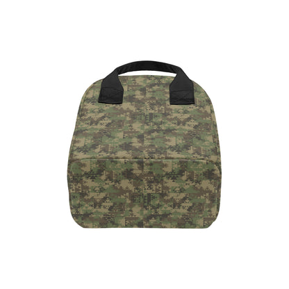 Camouflage Aztec Green Army Print Insulated Lunch Bag