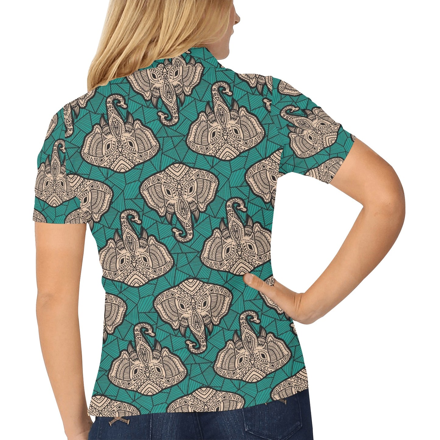 Boho Head Elephant Women's Polo Shirt