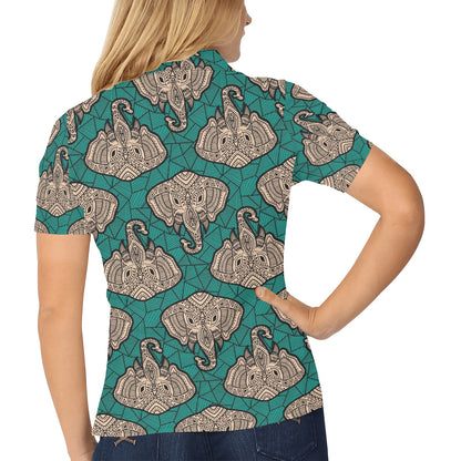 Boho Head Elephant Women's Polo Shirt