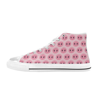 Pig Print Design LKS401 Men's High Top Canvas Shoes