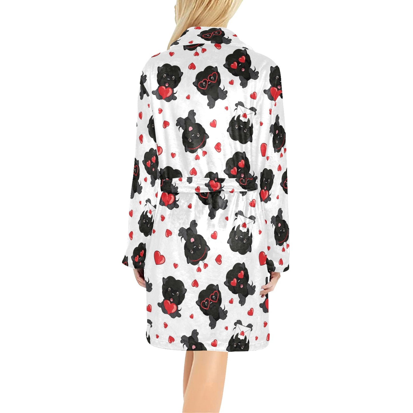 Affenpinscher Pattern Print Design 01 Women's Fleece Robe