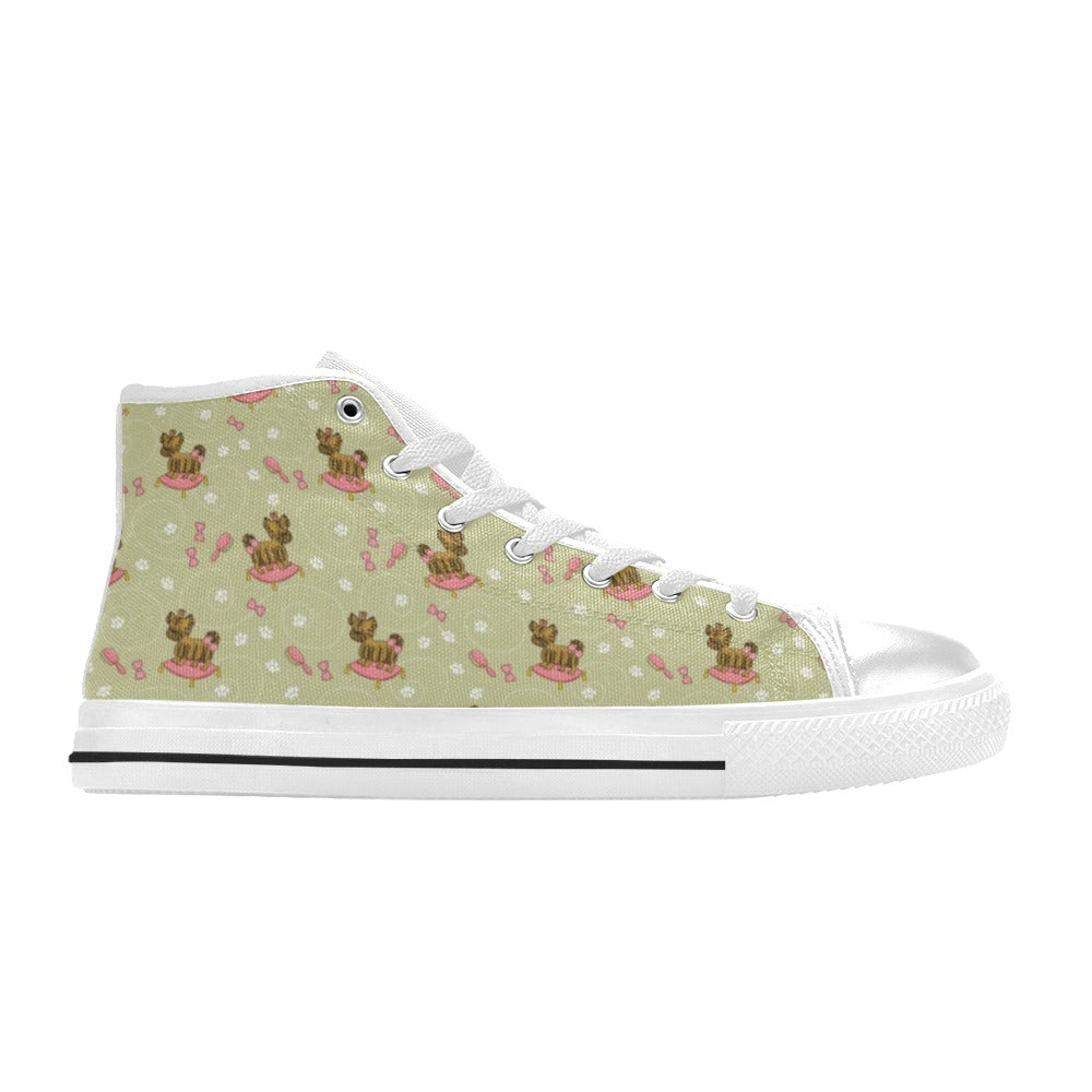 Yorkshire Cute Terriers Print Design LKS301 Men's High Top Canvas Shoes