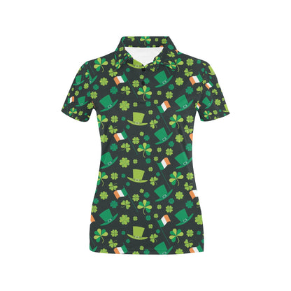 Shamrock Saint Patrick's Day Print Design LKS304 Women's Polo Shirt