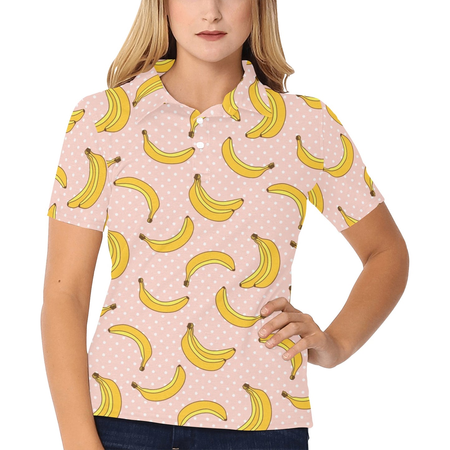 Banana Pattern Print Design BA06 Women's Polo Shirt