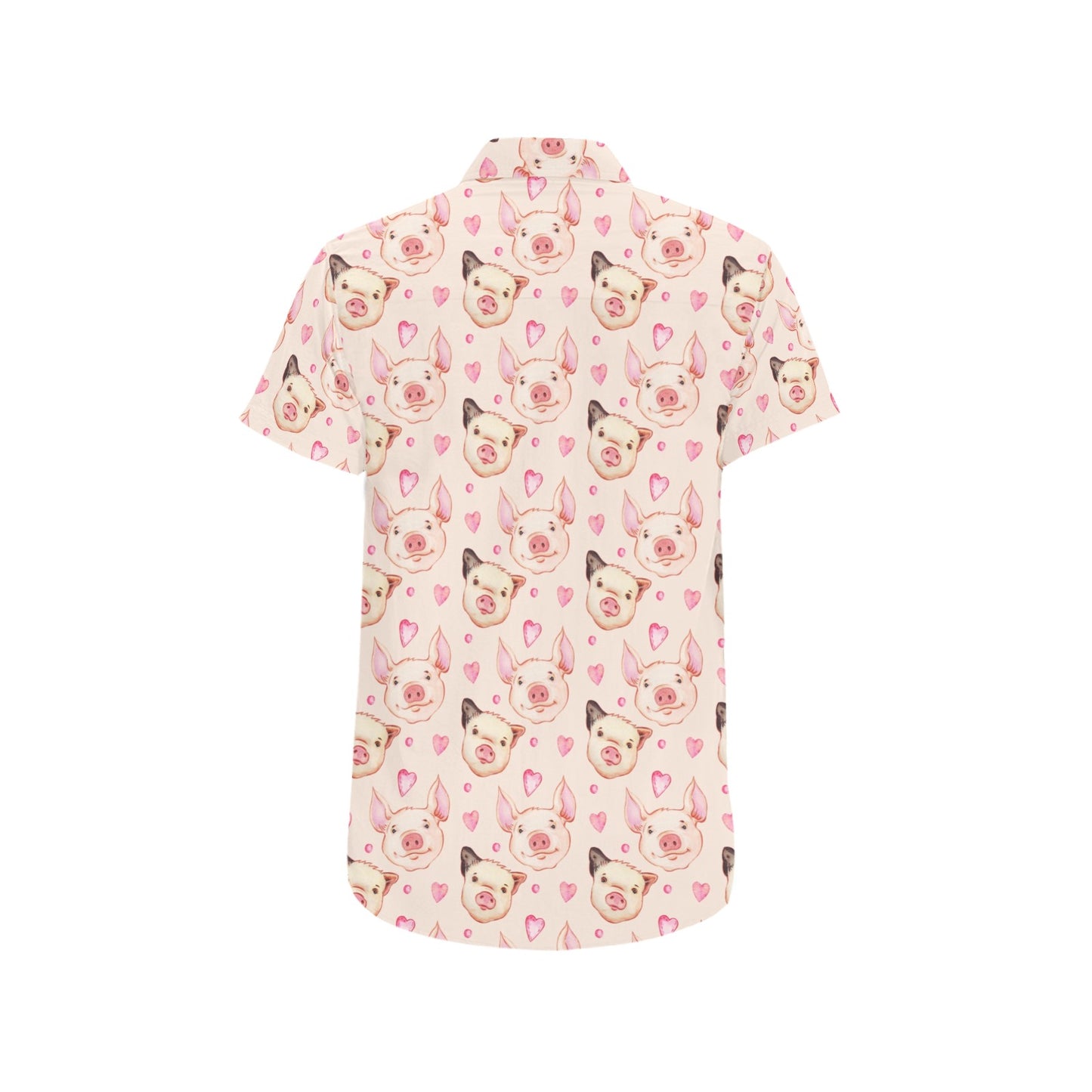 Pig Print Design LKS406 Men Short Sleeve Button Up Shirt