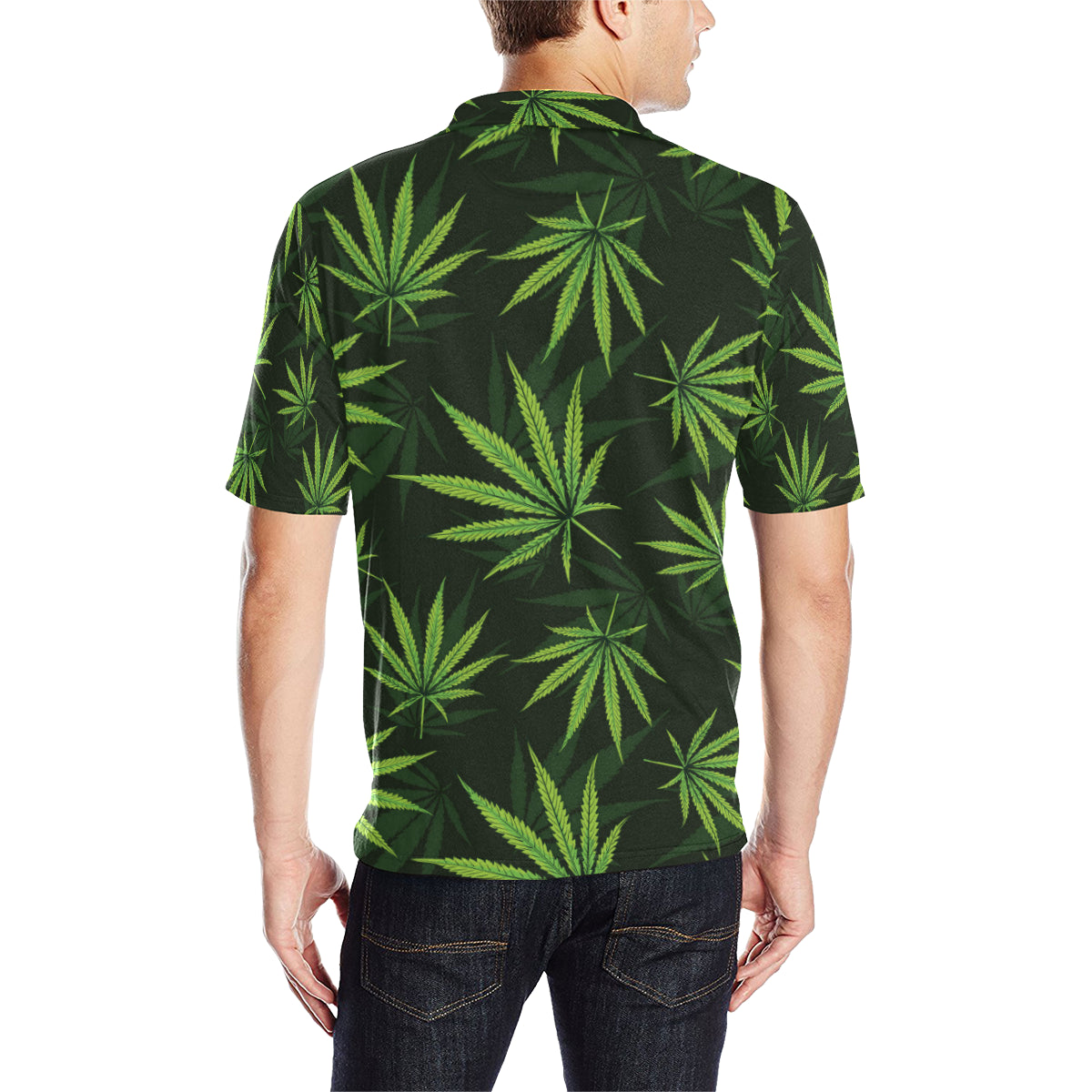 Pot Leaf Pattern Print Design A03 Men Polo Shirt