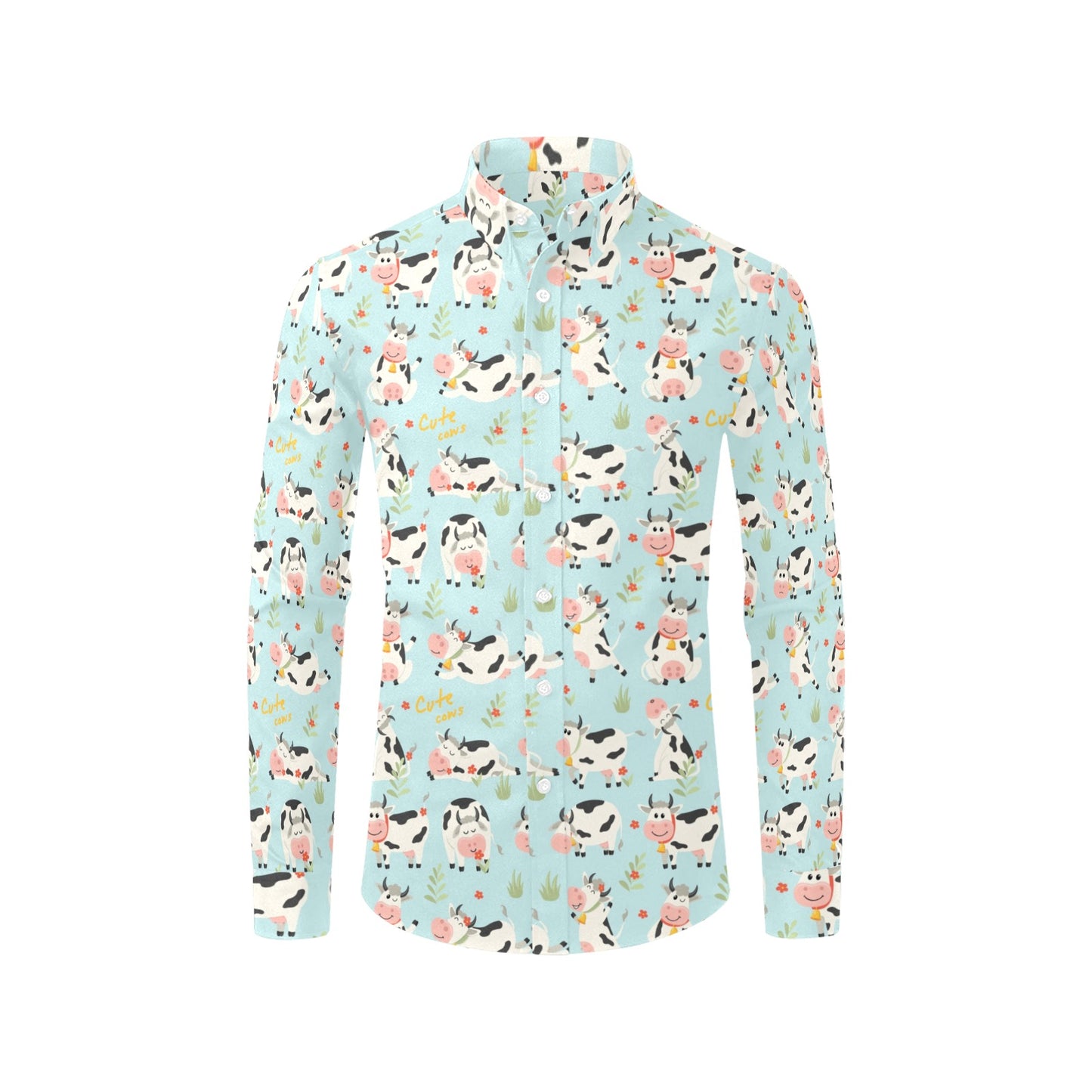 Cattle Print Design LKS403 Men's Long Sleeve Dress Shirt