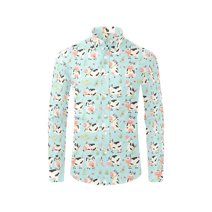 Cattle Print Design LKS403 Men's Long Sleeve Dress Shirt