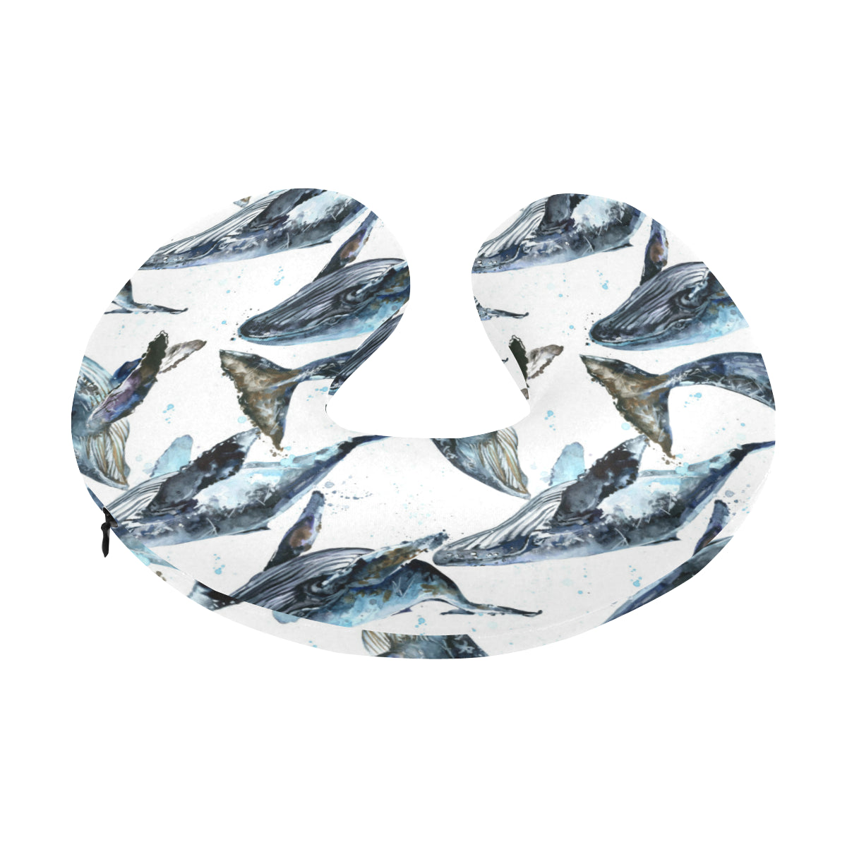 Blue Whale Pattern Print Design 03 U-Shaped Travel Neck Pillow
