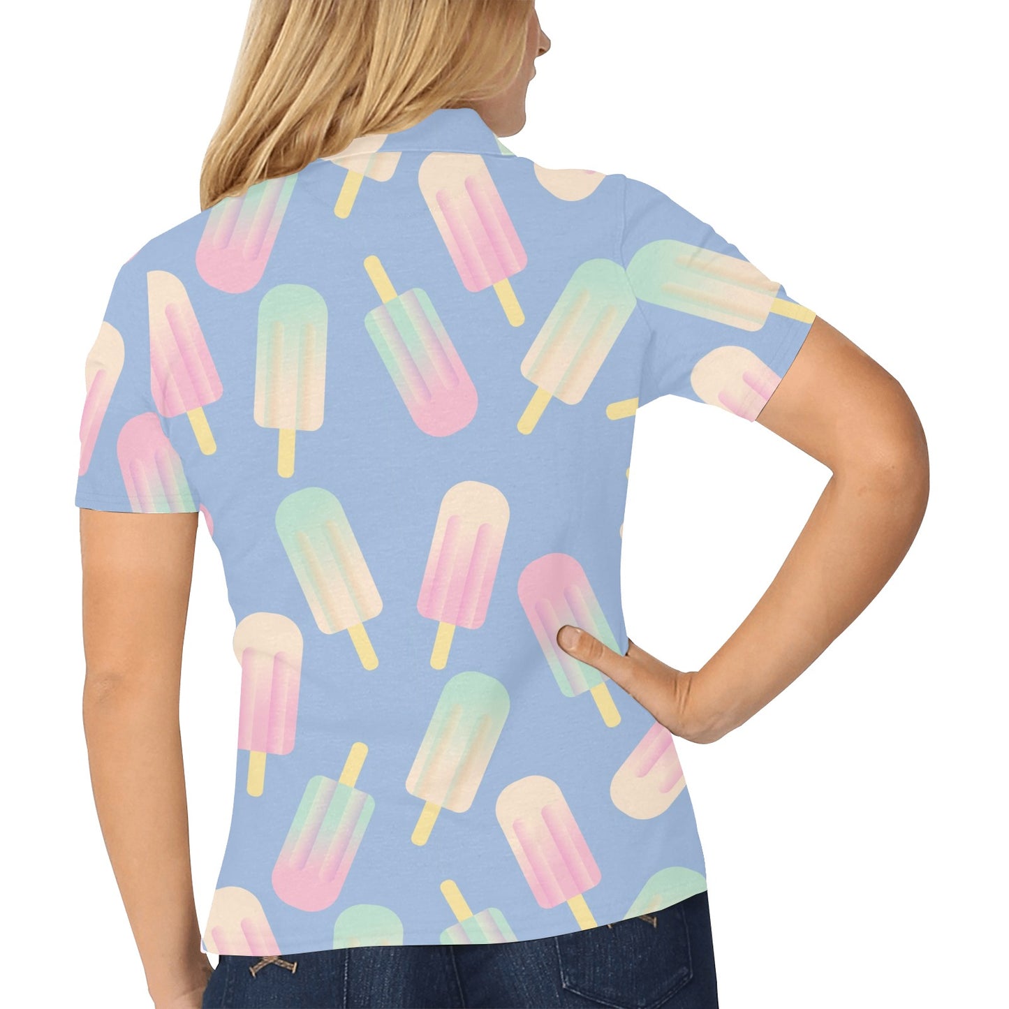 Ice Cream Pattern Print Design 05 Women's Polo Shirt
