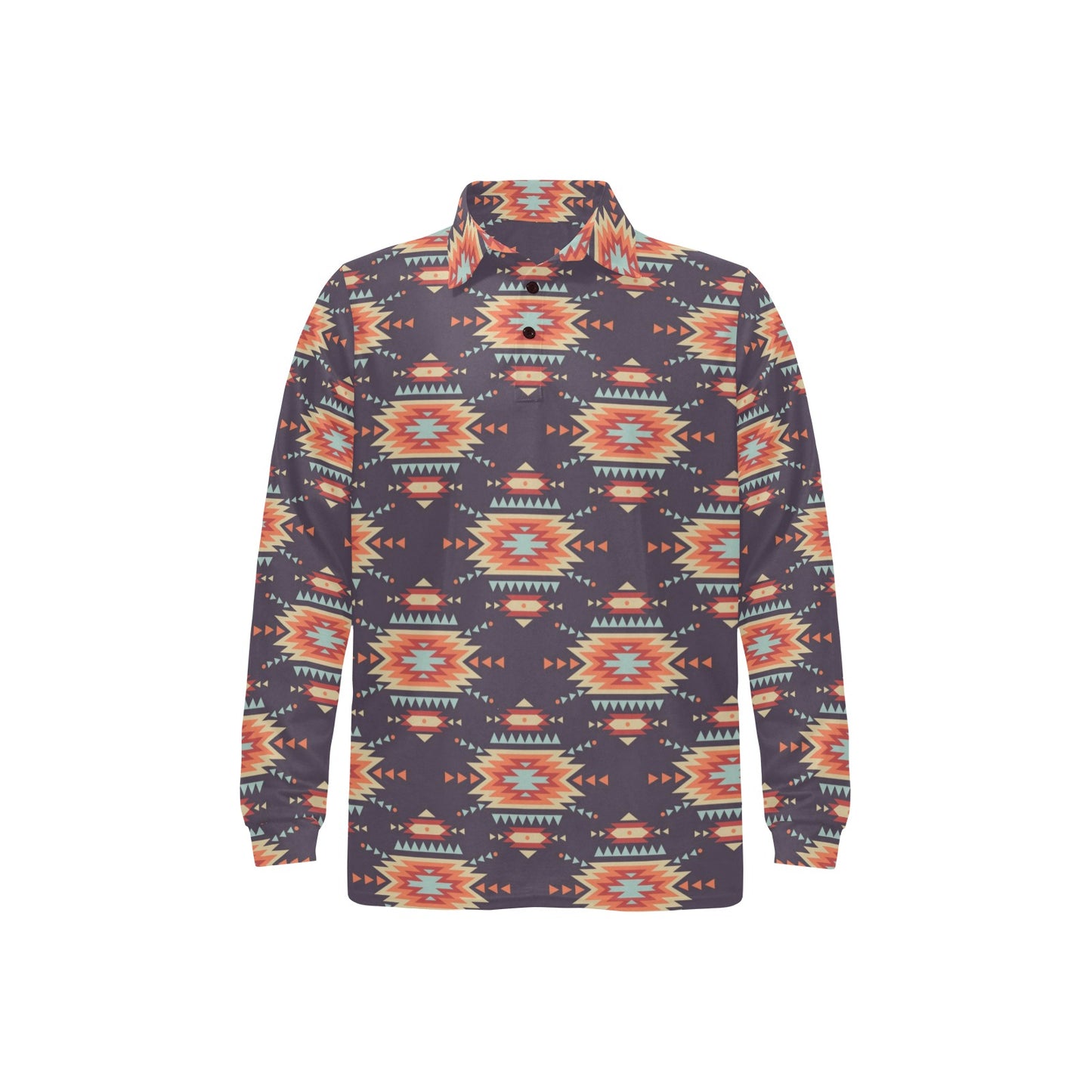 Tribal indians Aztec Long Sleeve Polo Shirt For Men's