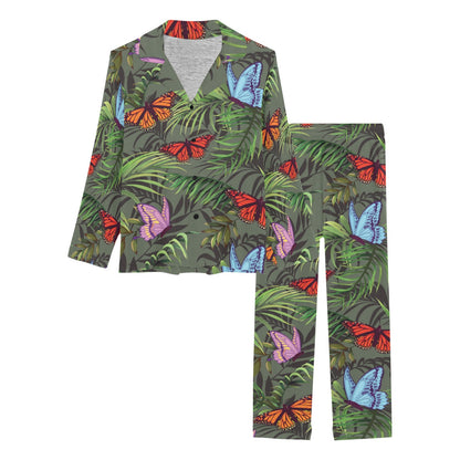Monarch Butterfly Pattern Print Design 04 Women's Long Pajama Set