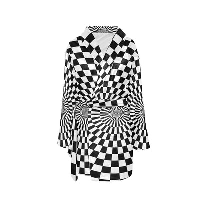 Checkered Flag Optical illusion Women's Fleece Robe
