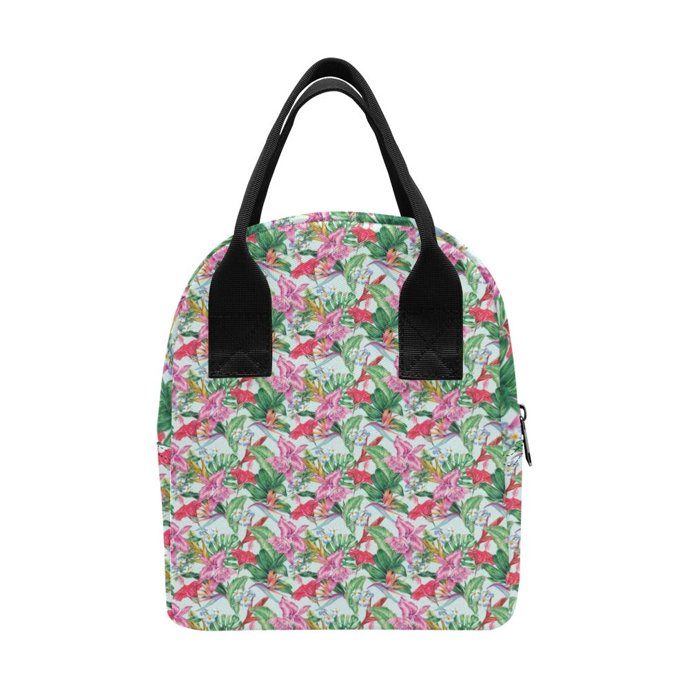 Tropical Flower Print Design LKS304 Insulated Lunch Bag