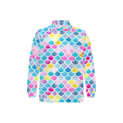 Scales Print Design LKS402 Long Sleeve Polo Shirt For Men's