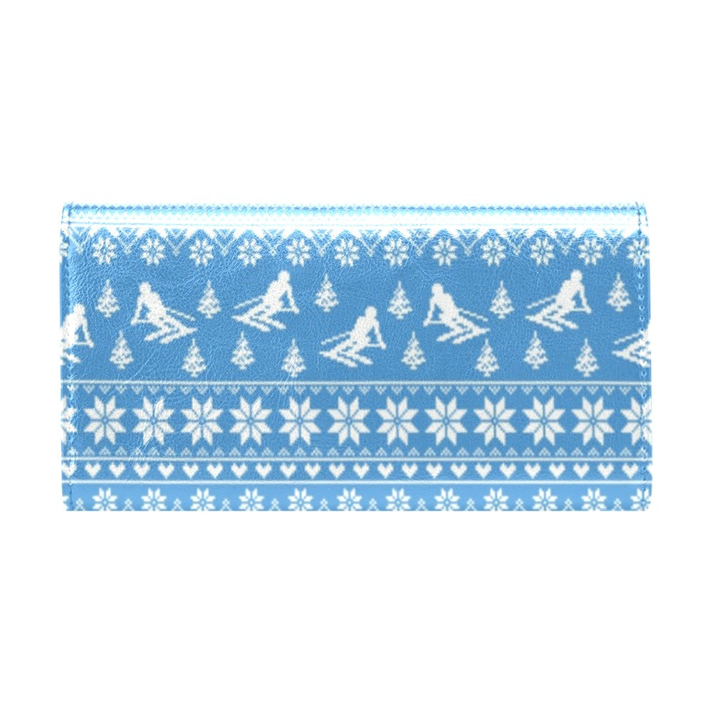 Ski Knit Pattern Print Design LKS302 Women's Trifold Wallet