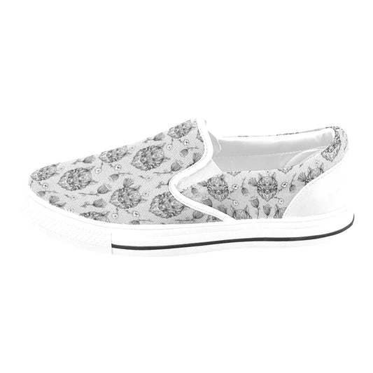 Tribal Pattern Print Design LKS306 White Slip Ons Canvas Women's Shoes