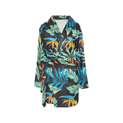 Tropical Palm Leaves Hawaiian Flower Women's Fleece Robe