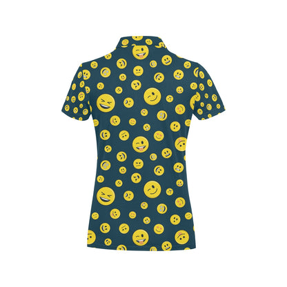 Smiley Face Emoji Print Design LKS301 Women's Polo Shirt