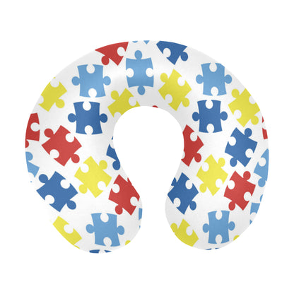 Autism Awareness Pattern Print Design 04 U-Shaped Travel Neck Pillow