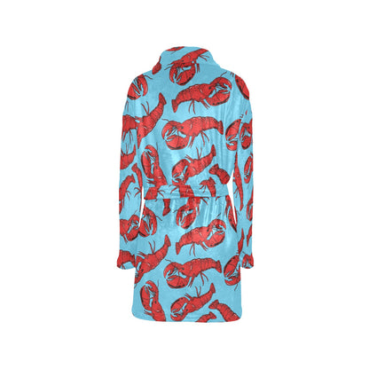 Lobster Red Pattern Print Design 03 Women's Fleece Robe
