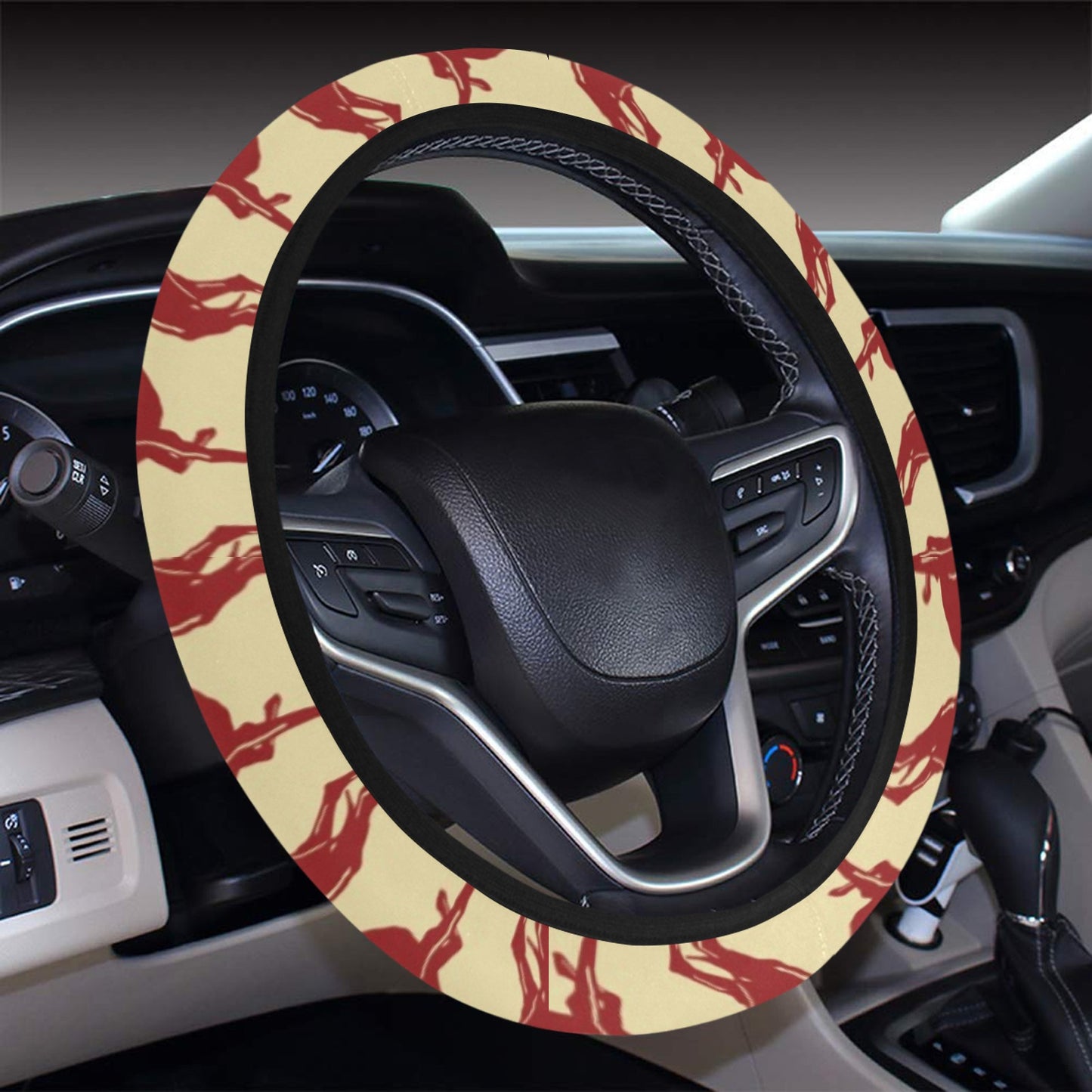 Whippets Print Design LKS301 Steering Wheel Cover with Elastic Edge